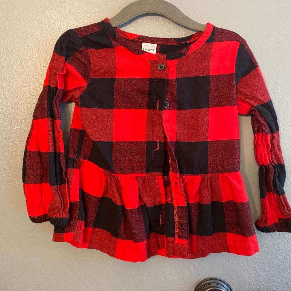 24 month black and red plaid top